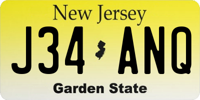 NJ license plate J34ANQ