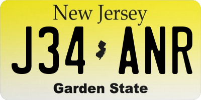 NJ license plate J34ANR