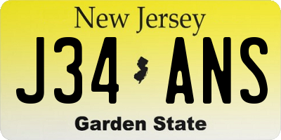 NJ license plate J34ANS