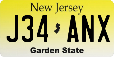 NJ license plate J34ANX