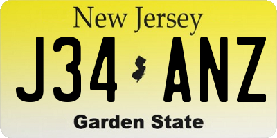 NJ license plate J34ANZ