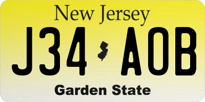 NJ license plate J34AOB