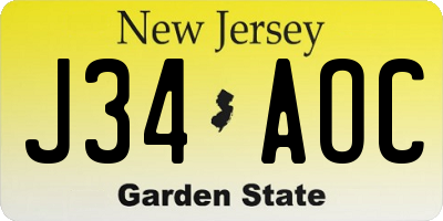 NJ license plate J34AOC