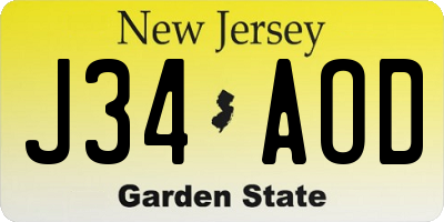 NJ license plate J34AOD