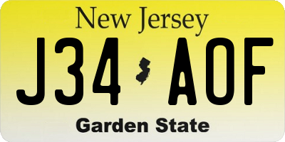 NJ license plate J34AOF