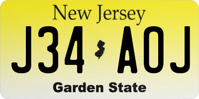 NJ license plate J34AOJ