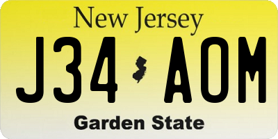 NJ license plate J34AOM