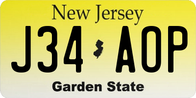 NJ license plate J34AOP