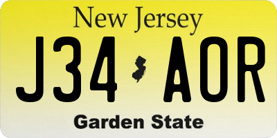 NJ license plate J34AOR