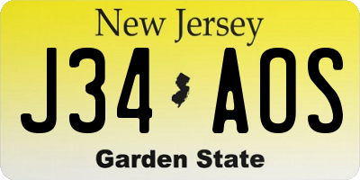 NJ license plate J34AOS