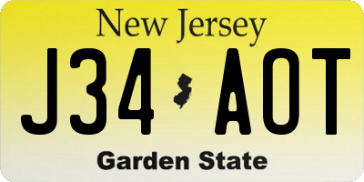 NJ license plate J34AOT