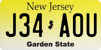 NJ license plate J34AOU