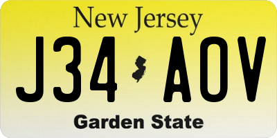 NJ license plate J34AOV