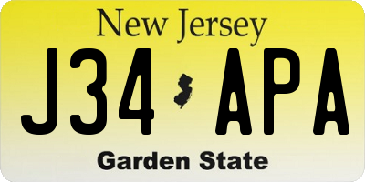 NJ license plate J34APA