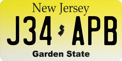 NJ license plate J34APB