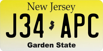 NJ license plate J34APC