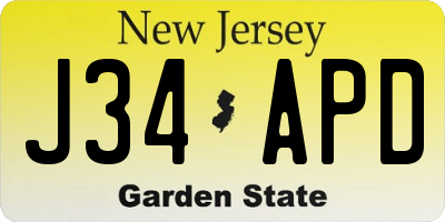 NJ license plate J34APD