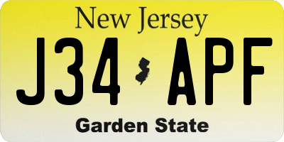 NJ license plate J34APF