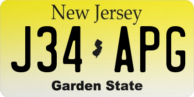 NJ license plate J34APG