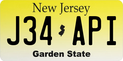 NJ license plate J34API