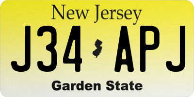 NJ license plate J34APJ