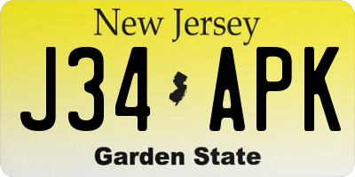 NJ license plate J34APK