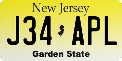 NJ license plate J34APL