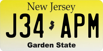 NJ license plate J34APM