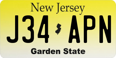 NJ license plate J34APN