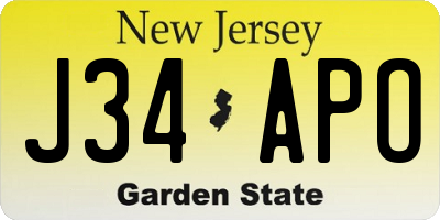 NJ license plate J34APO