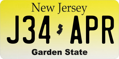 NJ license plate J34APR