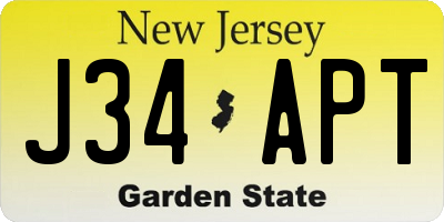 NJ license plate J34APT