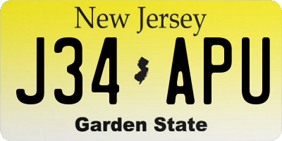 NJ license plate J34APU