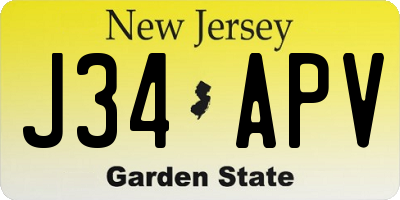 NJ license plate J34APV
