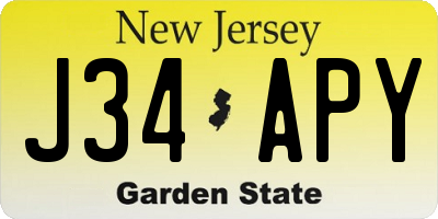 NJ license plate J34APY