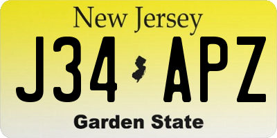 NJ license plate J34APZ