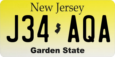 NJ license plate J34AQA