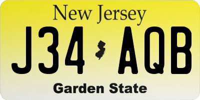 NJ license plate J34AQB