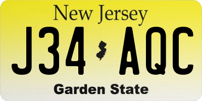 NJ license plate J34AQC