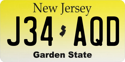 NJ license plate J34AQD