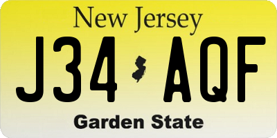 NJ license plate J34AQF