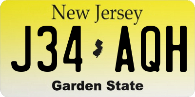 NJ license plate J34AQH