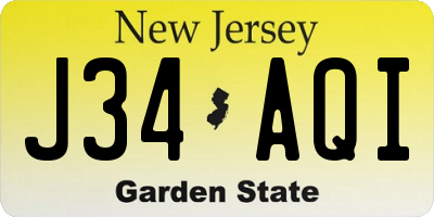 NJ license plate J34AQI