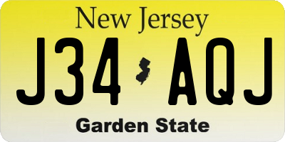 NJ license plate J34AQJ