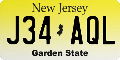 NJ license plate J34AQL