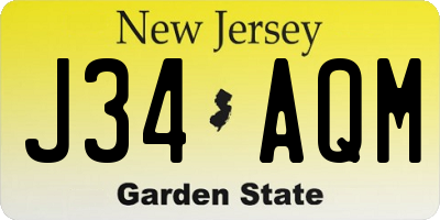 NJ license plate J34AQM