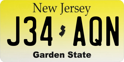 NJ license plate J34AQN