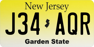 NJ license plate J34AQR