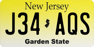 NJ license plate J34AQS