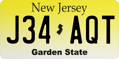 NJ license plate J34AQT